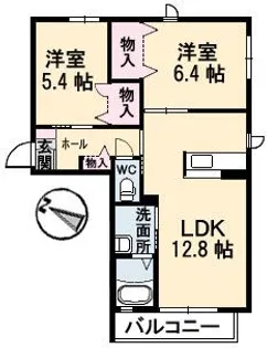 ラ・ヴィルネージュ【2階】の間取り