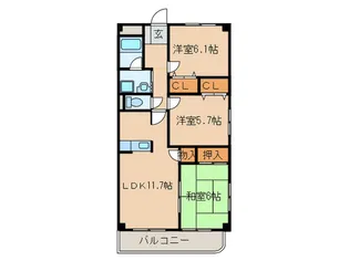 アベニュ-城並【4階】の間取り