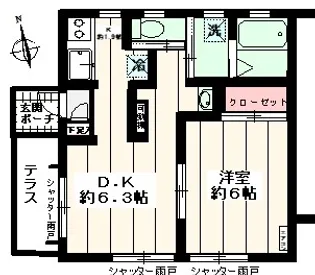 フローラ清水【1階】の間取り