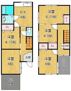 大阪府枚方市津田元町3【一戸建】の間取り