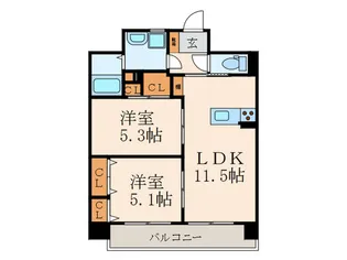 シャーメゾングランドソレイユ門司【4階】の間取り