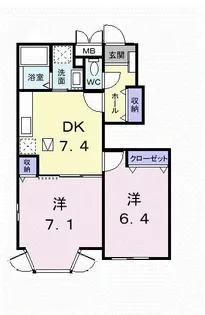 ヴァルトブリーゼ A【1階】の間取り