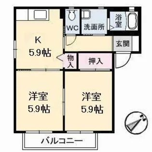広島県福山市曙町4丁目【アパート】の間取り