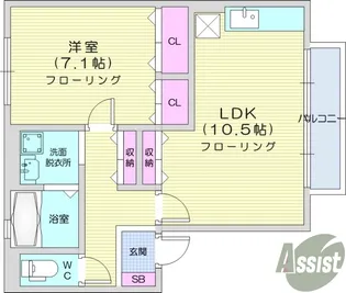 ウィルモアA館【1階】の間取り