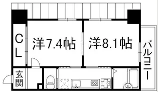 Kushige Gojo【7階】の間取り