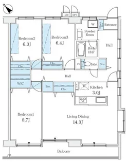 リューズ・リバー月島【8階】の間取り
