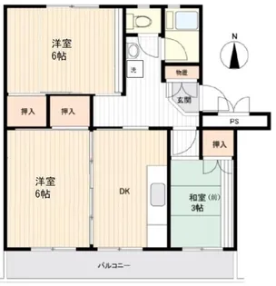 港南台めじろ団地38号棟【5階】の間取り