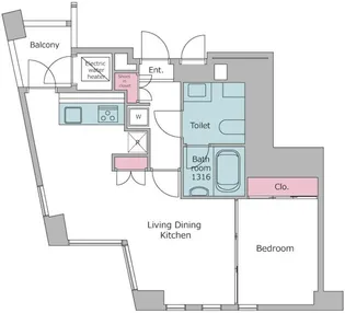 レジディアタワー乃木坂【6階】の間取り