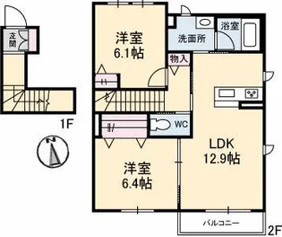 リーブル橘【2階】の間取り