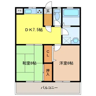 エメラルドマンション【2階】の間取り