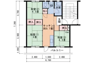 有野団地 A棟【3階】の間取り