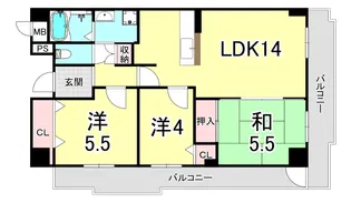 コモンパレス清水が丘【2階】の間取り