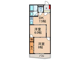 エスポワ-ル中尾B棟【1階】の間取り