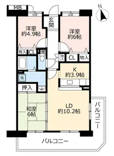 URアーバンラフレ虹ヶ丘南【5階】の間取り