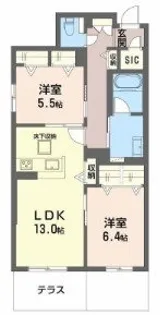 シャーメゾン渋川III【1階】の間取り