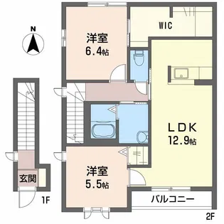 シャーメゾン アドニス I棟【2階】の間取り