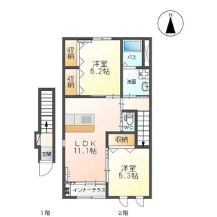 Shine Village(シャイン ヴィレッジ)大木戸A【2階】の間取り