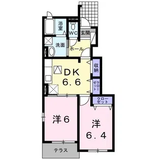 グリシーヌ・ボアB【1階】の間取り