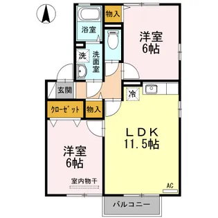 コーポKAIUN B【1階】の間取り