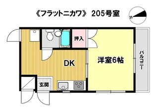 1DKの間取り画像