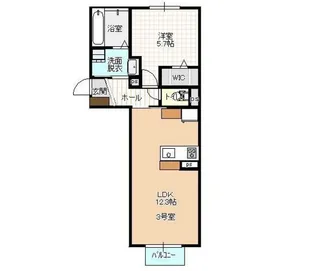 1LDKの間取り画像