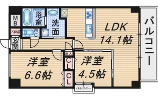 アーバネックス豊中【9階】の間取り