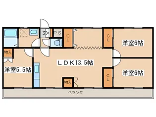 コーポ一の森【3階】の間取り