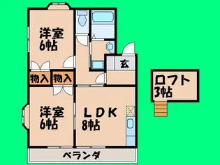 ハーモニーハイツC【1階】の間取り