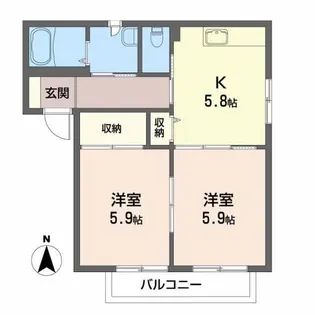 フレール五日町B【1階】の間取り