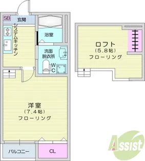 リアーレ太子堂【2階】の間取り