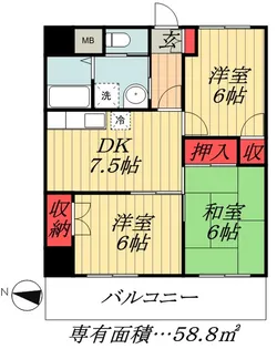 千葉県市川市東国分1【マンション】の間取り