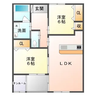 ひまわりハイツA棟【1階】の間取り