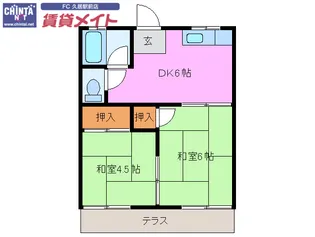 鎌田アパート 東棟【1階】の間取り