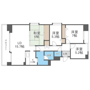 リーベンデール月寒中央【3階】の間取り