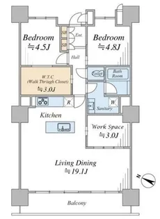 ムーンアイランドタワー【9階】の間取り