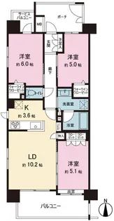 レーベンリヴァーレ東日暮里【5階】の間取り