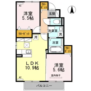 グリーンハイツ四王司【1階】の間取り