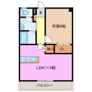 コーキア富洲原【2階】の間取り