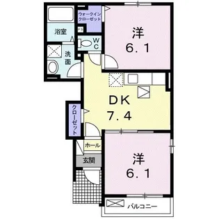 リバーサイド西浜B【1階】の間取り