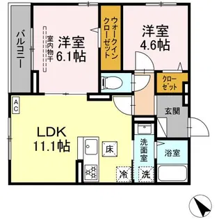 D Paina 鴨居II【1階】の間取り