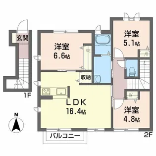 シャーメゾン川内 AB【2階】の間取り