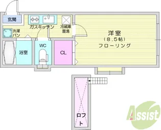 ホワイトキャッスル幸町【1階】の間取り