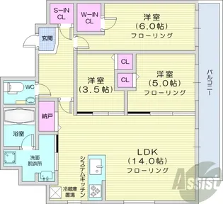 レーベン大通公園 THE CENTRAL WEST【2階】の間取り
