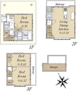 千葉県市川市鬼高1【一戸建】の間取り