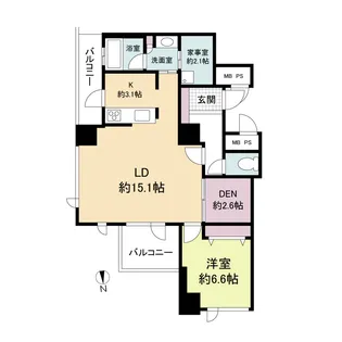 2LDKの間取り画像