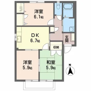 ヴェルディハイツ B棟【2階】の間取り