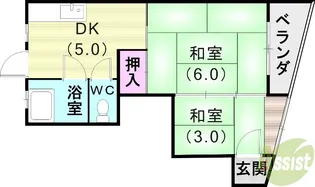 西灘マンション【2階】の間取り