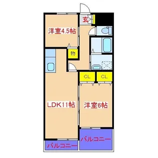 鹿児島県姶良市加治木町反土【マンション】の間取り