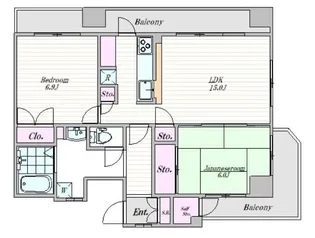 シンシア白金山北ホームズ【3階】の間取り