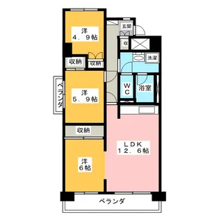第1藤ヶ丘サンハイツ【2階】の間取り